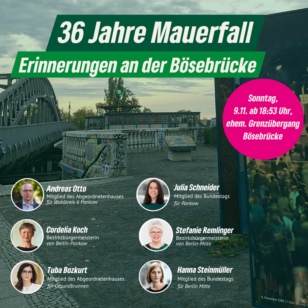 36 Jahre Mauerfall: Erinnerungen an der B&ouml;sebr&uuml;cke